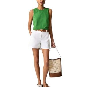 J. Crew Classic Pleated Heritage 5” Womens Cotton Blend Chino Shorts NWT 2 White